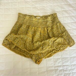 Green Floral Mini Skirt